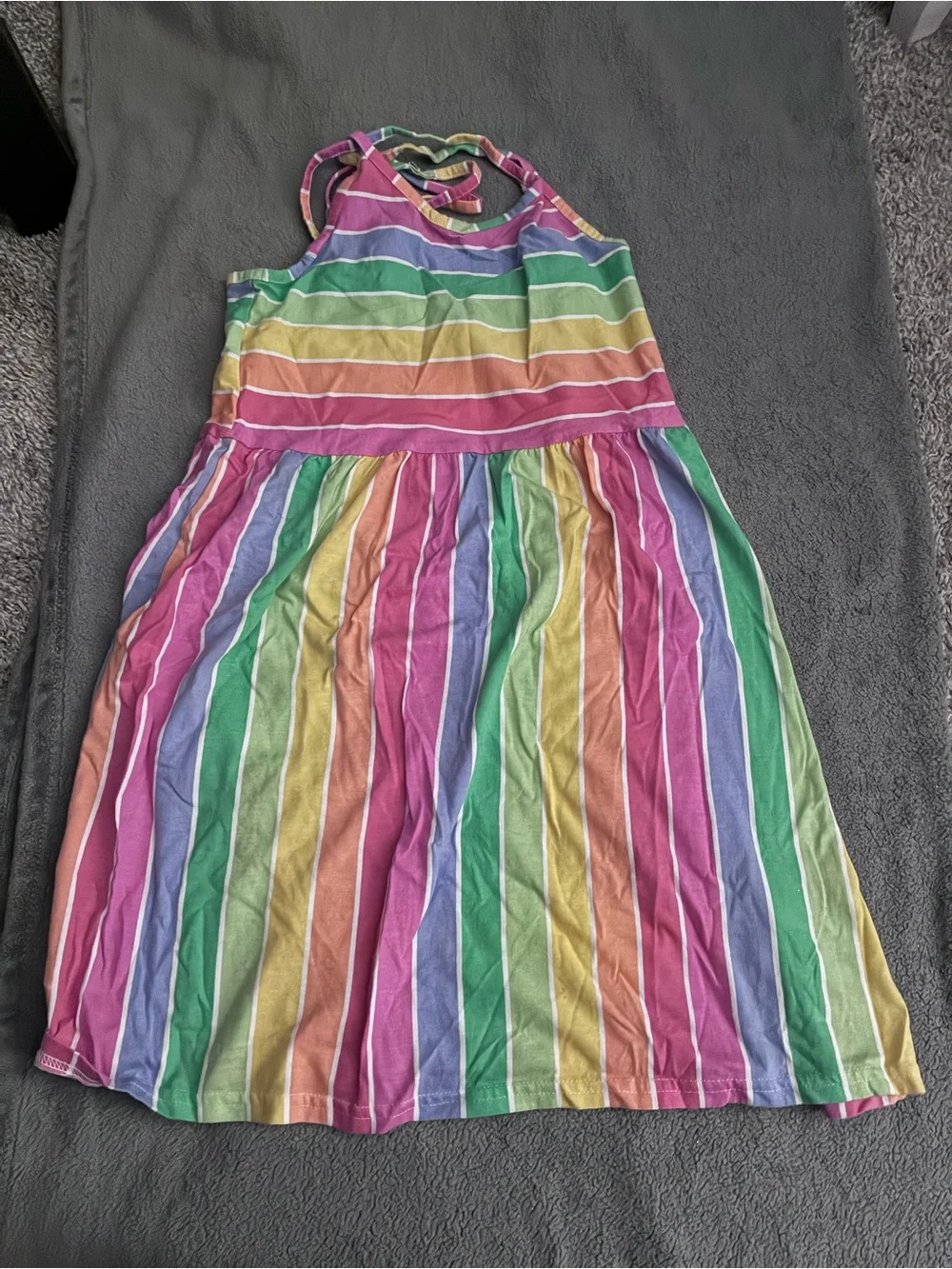 Bright Rainbow Stripe Halter Dress
